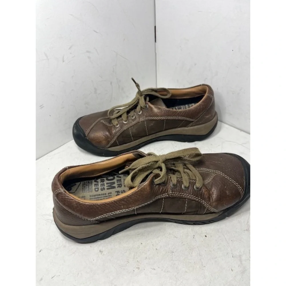KEEN Presidio Brown Leather Walking Shoes Womens 11 Low Top Oxfords 1011461